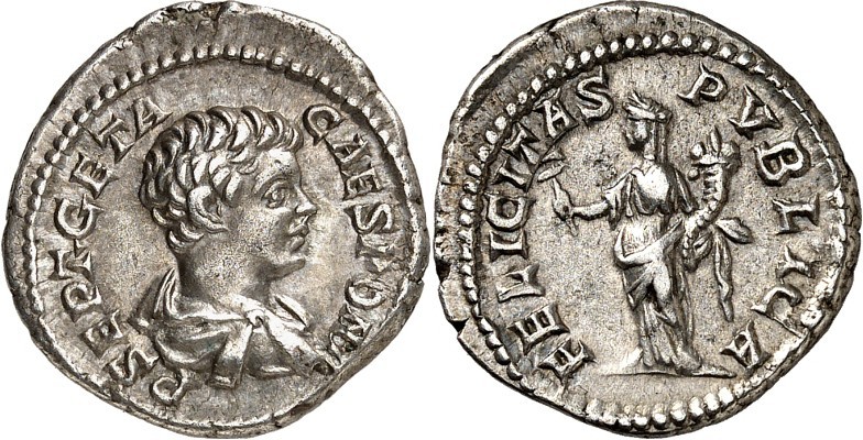 RÖMISCHES KAISERREICH. 
Geta Caesar 198-209. Denar (203) 3,98g. Palliumbüste n....