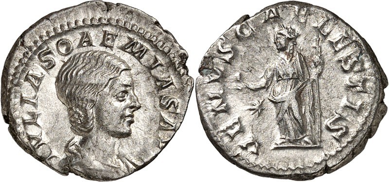 RÖMISCHES KAISERREICH. 
Iulia Soaemias, Mutter d. Elagabalus 218-222. Denar 2,8...