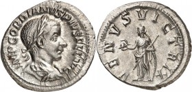 RÖMISCHES KAISERREICH. 
GORDIANUS III. Augustus 238-244. Denar (Ende 239/240) 3,08g. Paludamentbüste m. Lkr. n.r. IMP GORDIANVS PIVS FEL AVG / VENVS ...