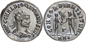 RÖMISCHES KAISERREICH. 
DIOCLETIANUS Iovius 284-305. AE-Antoninian 3,54g, Cyzicus. Büste mit Panzer, Paludamentum und Strahlenkrone n.r. IMP C C VAL ...