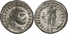 RÖMISCHES KAISERREICH. 
Constantius I. Chlorus Caesar 293-305. AE-Follis 26/27mm (295/296) 10,74g, Cyzikus, 1. Off. (Schmaler) Kopf m. Lkr. n.r. FL V...