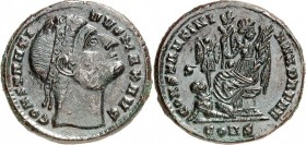 RÖMISCHES KAISERREICH. 
CONSTANTINUS I. der Große, Augustus 306(310)-337. AE-Follis 18mm (328) 3,08g, Konstantinopel, 5. Off. Kopf m. Rosetten-Lorbee...