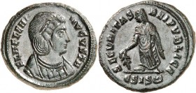 RÖMISCHES KAISERREICH. 
Helena (Hl.), Mutter von Constantinus I. +329. AE-Follis 18mm (328/329) 3,27g, Siscia, 5. Off. Pallabüste m. Diadem n.r. FL H...