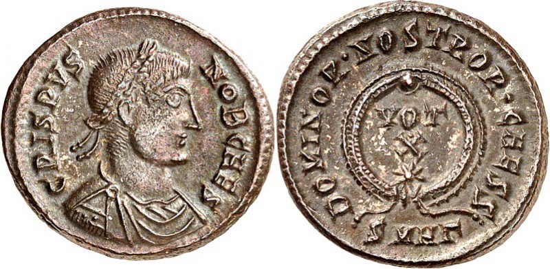 RÖMISCHES KAISERREICH. 
Crispus Caesar 317-326. AE-Follis 18/19mm (324) 3,14g, ...