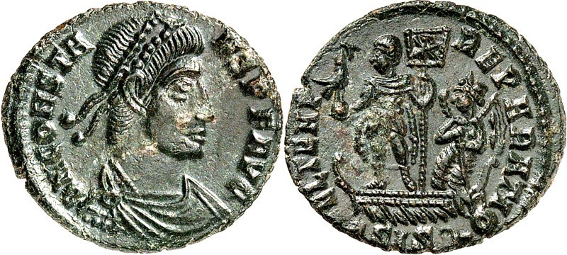 RÖMISCHES KAISERREICH. 
CONSTANS Augustus 337-350. AE-Halbmaiorina 17/19mm (348...
