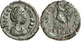 RÖMISCHES KAISERREICH. 
Aelia Flaccilla, Gemahlin von Theodosius&nbsp;I. 383-386. AE-Halbcentenionalis 14mm (383) 0,94g, Heraclea, 1. Off. Pallabüste...