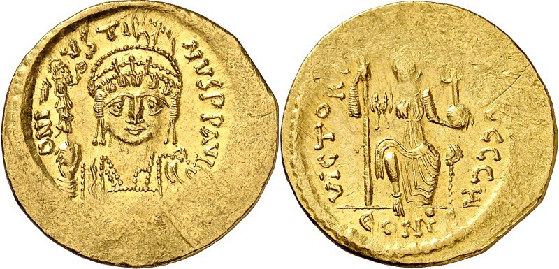 BYZANZ. 
IUSTINUS II. 565-578. Solidus (567/578) 4,51g, Konstantinopel, 8.&nbsp...