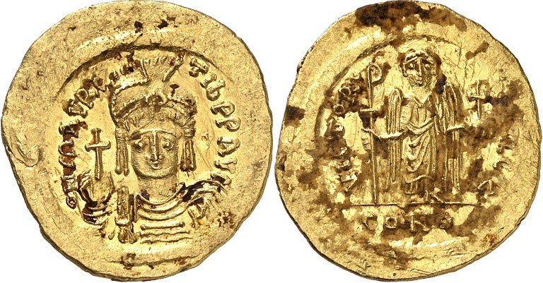 BYZANZ. 
MAURICIUS TIBERIUS 582-602. Solidus (583/602) 4,52g, Konstantinopel, 5...