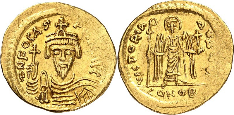 BYZANZ. 
PHOCAS 602-610. Solidus (607/609) 4,48g, Konstantinopel, 9.&nbsp;Off. ...