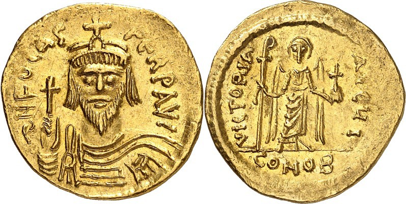 BYZANZ. 
PHOCAS 602-610. Solidus (607/609) 4,43g, Konstantinopel. Paludamentbüs...