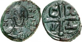 BYZANZ. 
ROMANOS IV. Diogenes mit seiner Familie 1067-1071. AE-Follis 23/21mm 7,93g. Christkönigsbüste v.v. IC - XC - MI-KA / C - R - P - D Kreuz. S....