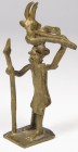 Afrika. 
GHANA. 
ASHANTI, Goldgewichte. Jäger mit Lanze, trägt langes weites Hemd und auf dem Kopf erlegte Antilope, Br-Gewicht H. 95mm 87,0g. . 
...