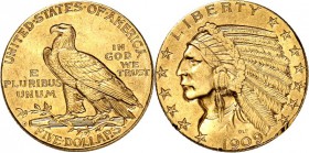 USA. 
5 Dollar 1908&nbsp;D, Indian head. F. 151, KM&nbsp; 129. . 

Rf.,ss