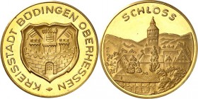 STÄDTE. 
BÜDINGEN. 
Medaille o.J. Wappen/ Schloss 20 mm 3,97g/986fein. . 

St