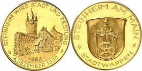 STÄDTE. 
STEINHEIM. 
Medaille 1966 646 Jahre Stadt. Burg und Stadtmauer / Wappen, Au-20mm 4,0g / (900fein?). . 

GOLD St