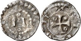 BELGIEN. 
FLANDERN. 
anonym 1140/1300. Petit Denier (1140/1180) 0,36g, unbest. Mzst., Monetar Simon. M&nbsp;zw. Ringeln in Doppel-Perlkreis&nbsp;/ +...