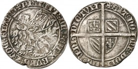 BELGIEN. 
FLANDERN. 
Philippe le hardi 1384-1404. Lion de 2&nbsp;Gros (Dubbele Botdrager) o.J. Brügge 3,95g. Löwe hockt mit Schild am Halsband n.l. ...