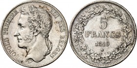 BELGIEN. 
KÖNIGREICH. 
Leopold I. 1831-1865. 5 Francs 1849 erhabene Randschrift. d.M./P.&nbsp; 59c, KM&nbsp; 3.2, Morin&nbsp; 15. . 

vz-