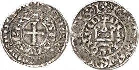 FRANKREICH. 
Charles IV. le bel 1322-1328. Maille blanche o.J. (1323) 1,67g, 1.Emission, mit REX. Kreuz in doppelter Us.&nbsp;/ Kastell. Laf.&nbsp; 2...