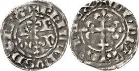 FRANKREICH. 
Philippe VI. de Valois 1328-1350. Bi-Double Tournois (1337-1340) 1,35g. Doppellilie zwischen F - R, A - N / + PHILIPPVS . D : G . REX / ...