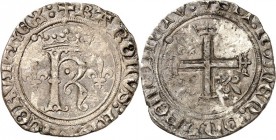 FRANKREICH. 
Charles VIII. 1483-1498. Karolus (Dizain) o.J. (1489) 2,15g, mit Punkt unter 18.Letter, Paris. Gekr. Initiale zw. Lilien. Us. endet REX ...
