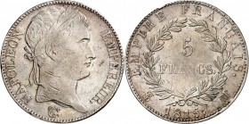 FRANKREICH. 
Napoleon I. 1804-1814. 5 Francs 1815&nbsp;M Bayonne. Gad.&nbsp; 595, KM&nbsp; 704.6. ex Kü. A.175.2224. 

l.Kratzer,ss