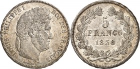 FRANKREICH. 
Louis Philippe I. 1830-1848. 5&nbsp;Francs 1836 A,&nbsp;Paris. Gad.&nbsp; 676, KM&nbsp; 749.1. . 

kl. Flecken, vz
