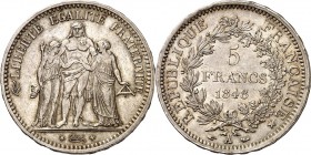 FRANKREICH. 
2. Republik 1848-1852. 5 Francs 1848&nbsp;A, Paris. Gad.&nbsp; 179, KM&nbsp; 756.1. . 

vz-