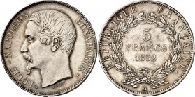 FRANKREICH. 
Napoleon III. 1852-1870. 5 Francs 1852&nbsp;A, Paris. Gad.&nbsp; 726, KM&nbsp; 773.1. . 

vz