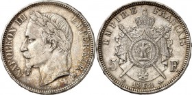 FRANKREICH. 
Napoleon III. 1852-1870. 5 Francs 1868&nbsp;BB, Strasbourg. Gad.&nbsp; 739, KM&nbsp; 799.2. . 

ss-vz