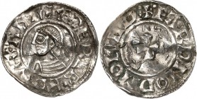 GROSSBRITANNIEN. 
ENGLAND. 
Aethelred II. 978-1016. zu Aethelred II. Penny 1,26g Lund. Brustb. mit Haarband l.+EDERLREDVAXADA /+EARDNOD MO LVND kurz...