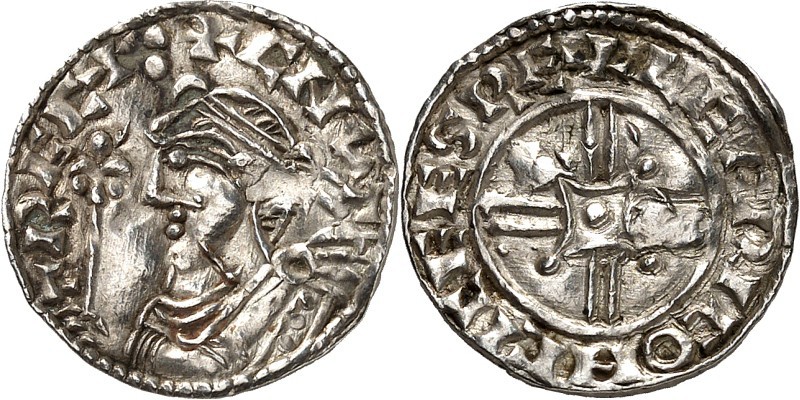 GROSSBRITANNIEN. 
ENGLAND. 
Cnut 1016-1035. Penny 1,16g Mm. Leofric aus Chiche...