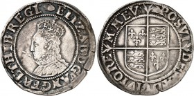 GROSSBRITANNIEN. 
ENGLAND. 
Elisabeth I. 1558-1603. Shilling (1587/89) Mzz. Hand Gekrönte Büste n. l. / Wappen auf Langkreuz. Spink 2577. . 

ss-...