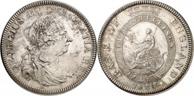 GROSSBRITANNIEN. 
ENGLAND. 
George III. 1760-1820. Bankdollar (1804) auf 8 Reales Spanien 1804 Drap. geharn. Brb. GEORG / Britannia im Ordensband. S...