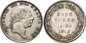 GROSSBRITANNIEN. 
ENGLAND. 
George III. 1760-1820. 18&nbsp;Shilling Bank-Token 1813. Spink 3772, KM&nbsp; Tn3. . 

vz-1742171