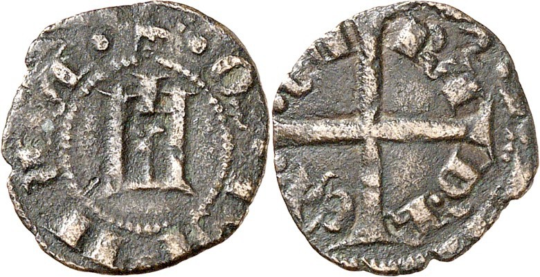 ITALIEN. 
GENUA. 
Republik 1139-1339. Cu-Quartaro (gegen 1300) 0,77g. Kastell ...