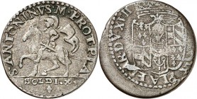ITALIEN. 
PARMA. 
Francesco Farnese 1694-1727. 10&nbsp;Soldi o.J. [FRAN.&nbsp;I. FAR.] PLA. TE. PAR. DVX VII (TE ligiert) Gekr. Wappen&nbsp;/ S. ANT...