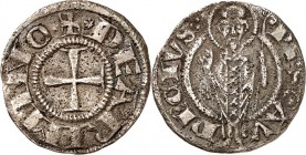 ITALIEN. 
RIMINI. 
Republik 1250-1385. Grosso agontano 1,91g. Kreuz / St. Gaudecius. CNI X, 717, 14. . 

ss