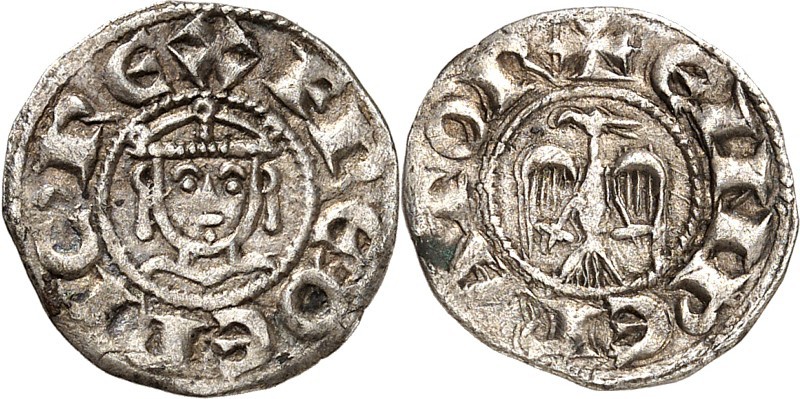 ITALIEN. 
SIZILIEN & APULIEN. 
Heinrich VI. 1194-1197. Denar o.J. O,82g Brindi...