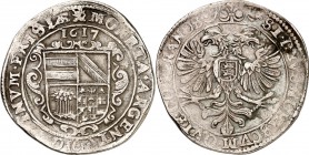 NIEDERLANDE. 
FRIESLAND, Provinz. 
Arendstaler zu 60 Groot 1617 verziertes vierteiliges Wappen/ Doppeladler mit fries.Brustschild. Delm.&nbsp; 1073....