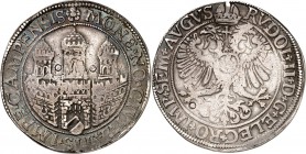 NIEDERLANDE. 
KAMPEN. 
Stadt. Reichstaler o.J. (1576/1612) mit Titel Rudolf II. 3-türm. Stadttor&nbsp;/ Gekr. Doppeladler. Delm.&nbsp; 700, Dv.&nbsp...