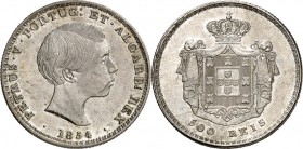 PORTUGAL. 
Pedro V. 1853-1861. 500&nbsp;Reis (5&nbsp;Tostoes) 1854. Gomes&nbsp; 07.01, KM&nbsp; 492. . 

vz-St