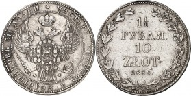 RUSSLAND. 
ZARENREICH. 
Nikolaus I. 1825-1855. 1 1/2 Rubel = 10 Zloty 1836 MW Warschau.Ag. KM&nbsp; 134. . 

ss