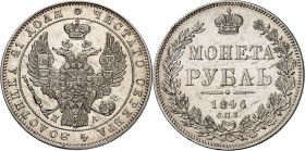 RUSSLAND. 
ZARENREICH. 
Nikolaus I. 1825-1855. Rubel 1846 C. P.b., St.&nbsp;Petersburg, Mmz. P-A. Gekr. Doppeladler&nbsp;/ Krone über 4&nbsp;Z. Wert...