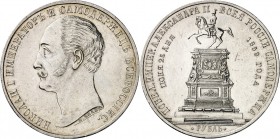 RUSSLAND. 
ZARENREICH. 
Alexander II. 1855-1881. Gedenkrubel 1859 Denkmal. KM&nbsp; 28. . 

l.berieben,vz