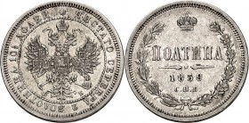 RUSSLAND. 
ZARENREICH. 
Alexander II. 1855-1881. 50 Kopeken 1859 CIIb St.Petersburg. KM&nbsp; 24. . 

ss-vz