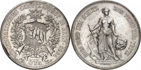 SCHWEIZ. 
Schützentaler. 
5 Franken 1885 Bern. HMZ&nbsp; 1343o, Dv.&nbsp; 391. . 

ss