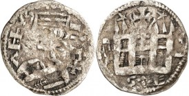 SPANIEN. 
KASTILIEN. 
Alfonso VIII. 1158-1214. Dinero o.J. 0,98g, ANFVS REX Gekr. Büste n.l. / Kastell zw. 2 Sternen unten S-E. C/C 10. Slg.de Wit 3...