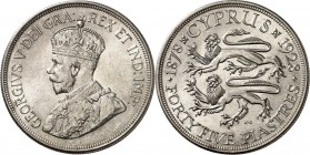 ZYPERN. 
Britische Kronkolonie 1925-1960. 45&nbsp;Piaster 1928 Georg V. KM&nbsp; 19. . 

vz-St