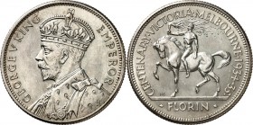 AUSTRALIEN. 
George V. 1910-1936. Florin o.J. (1934) Ag, 100-Jahrfeier Viktoria und Melbourne. KM&nbsp; 33. . 

vz-St